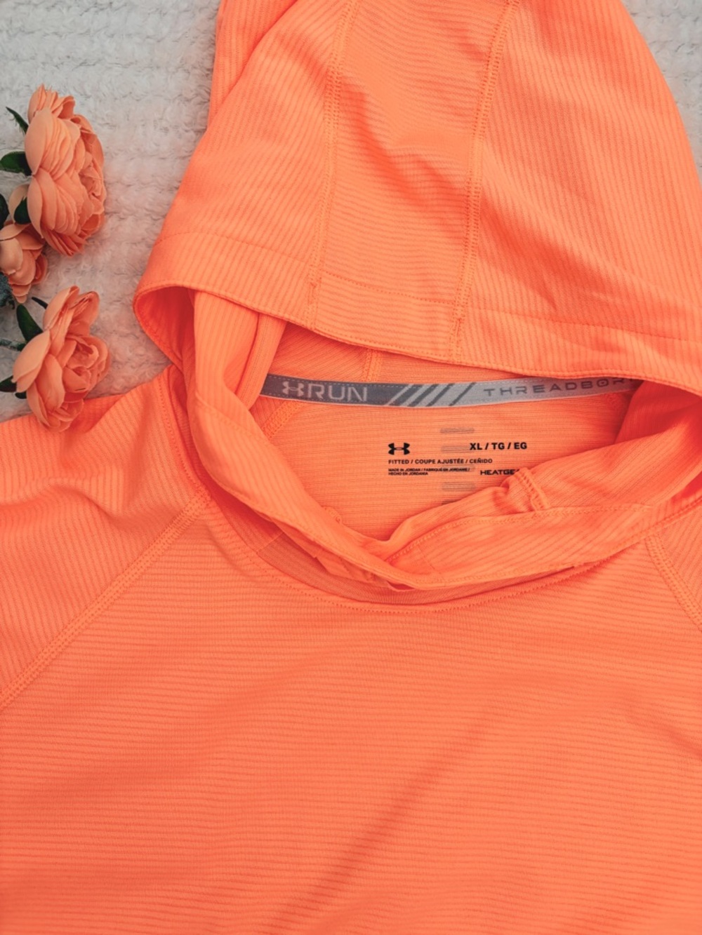 Under Armour Women’s Running Top Neon Orange XL High Visibility Reflective logos - Picture 3 of 7